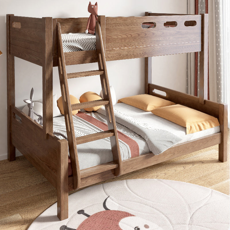 Solid Wood Bunk Bed Scandinavian Walnut/Natural Bed with Headboard