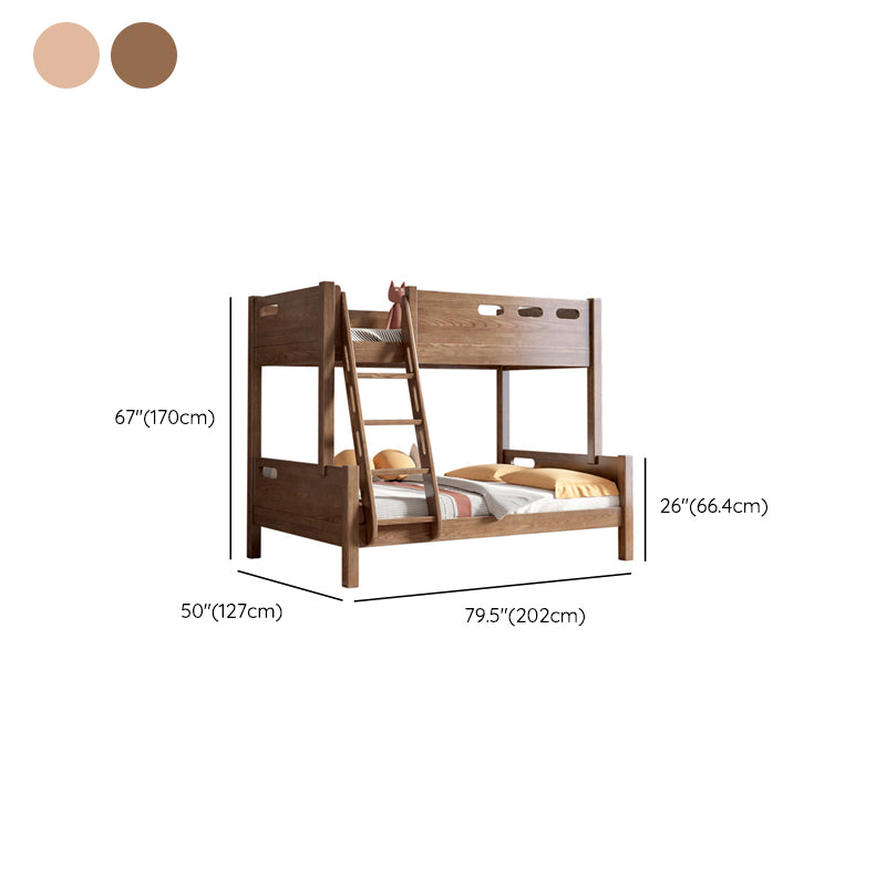 Solid Wood Bunk Bed Scandinavian Walnut/Natural Bed with Headboard