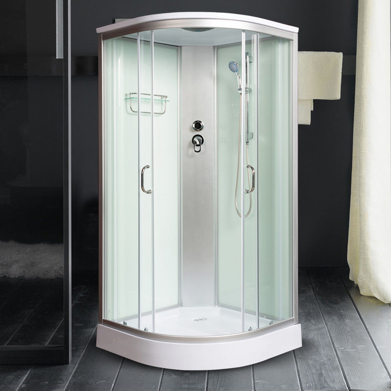 Double Sliding Shower Stall Semi-Frameless 82.5" H Shower Stall in White