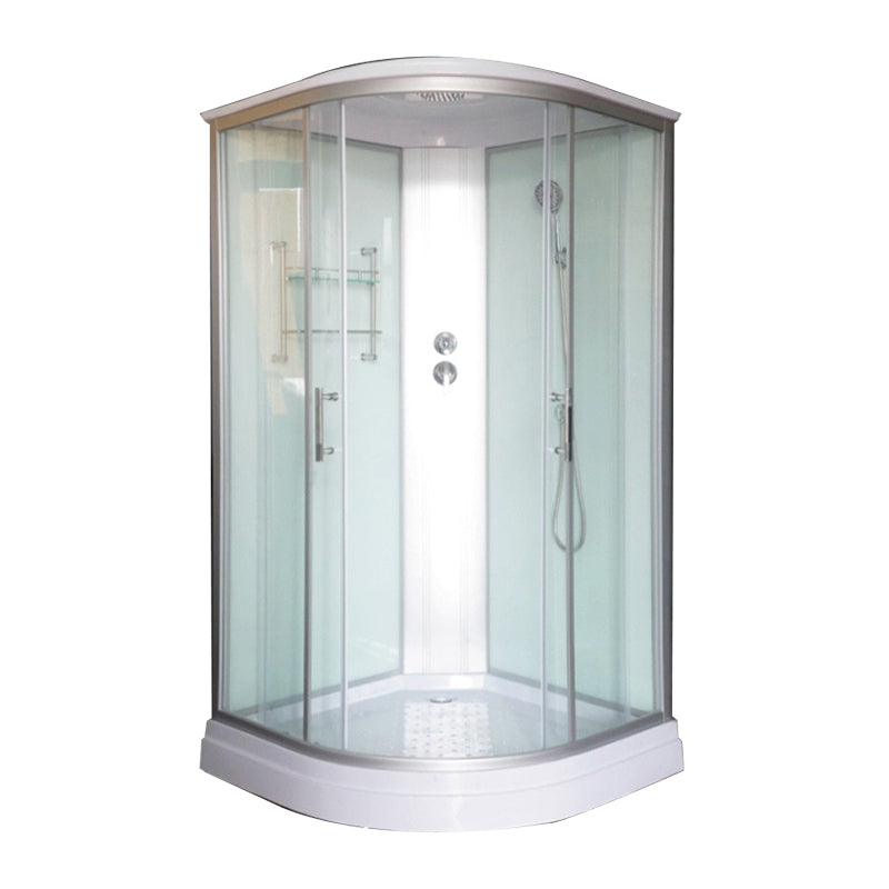 Double Sliding Shower Stall Semi-Frameless 82.5" H Shower Stall in White