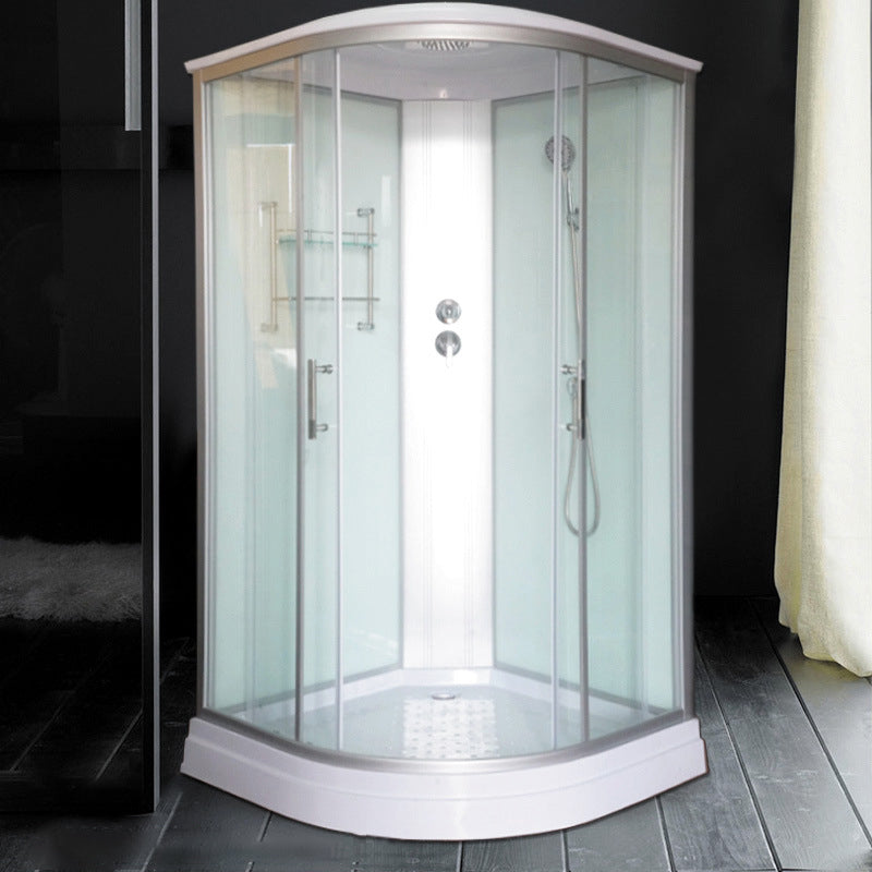 Double Sliding Shower Stall Semi-Frameless 82.5" H Shower Stall in White