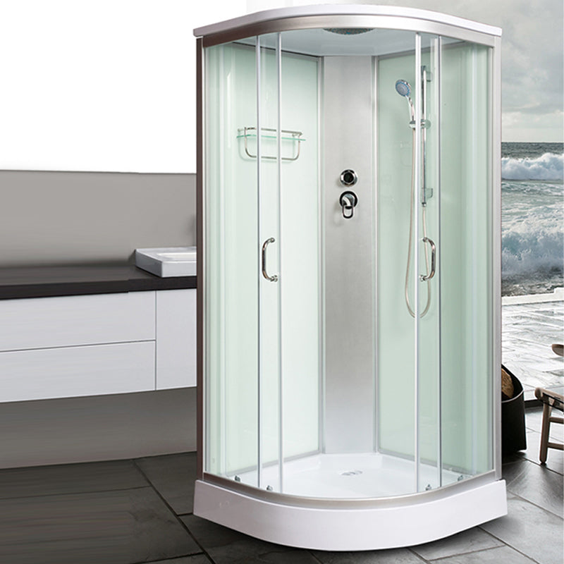 Double Sliding Shower Stall Semi-Frameless 82.5" H Shower Stall in White