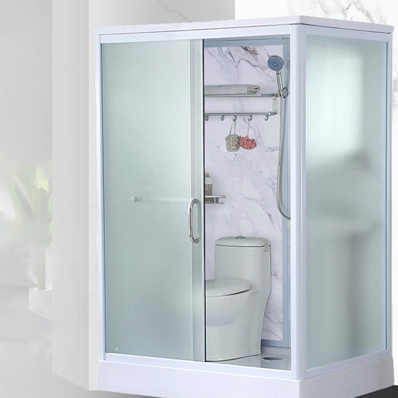 43" W X 86" H Shower Stall Semi-Frameless Rectangle Sliding Shower Kit with Base Included