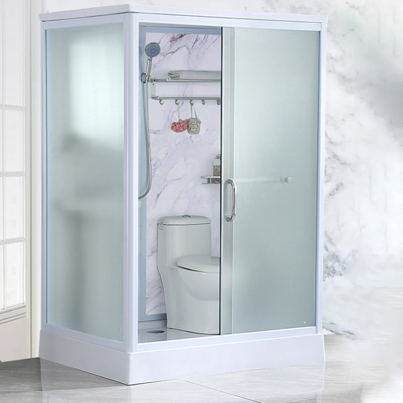 43" W X 86" H Shower Stall Semi-Frameless Rectangle Sliding Shower Kit with Base Included