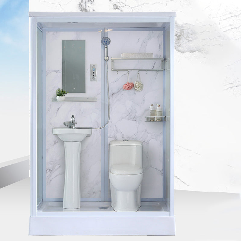 43" W X 86" H Shower Stall Semi-Frameless Rectangle Sliding Shower Kit with Base Included