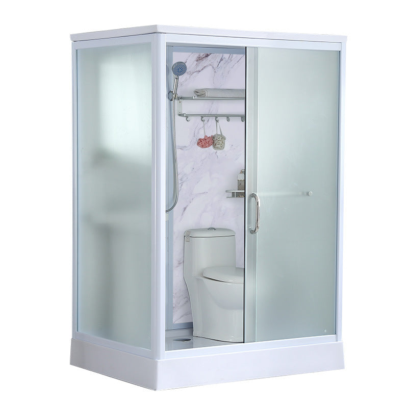 43" W X 86" H Shower Stall Semi-Frameless Rectangle Sliding Shower Kit with Base Included