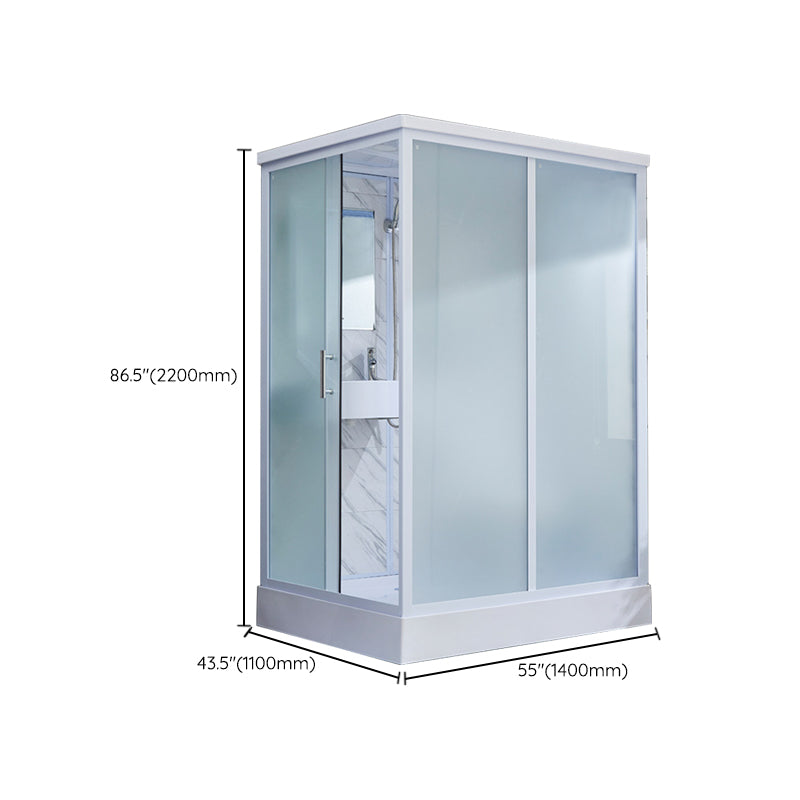 43" W X 86" H Shower Stall Semi-Frameless Rectangle Sliding Shower Kit with Base Included