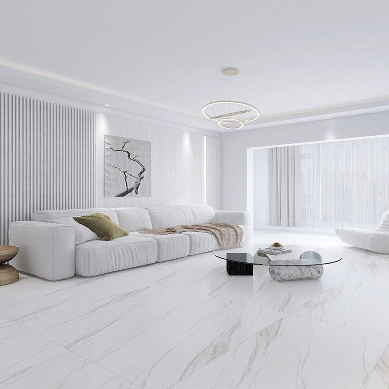 Porcelain Floor Tile Matte White Marble Look Floor and Wall Tile