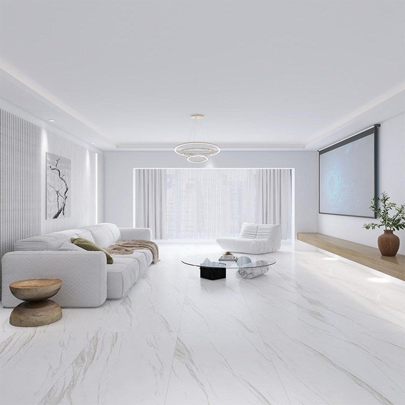 Porcelain Floor Tile Matte White Marble Look Floor and Wall Tile