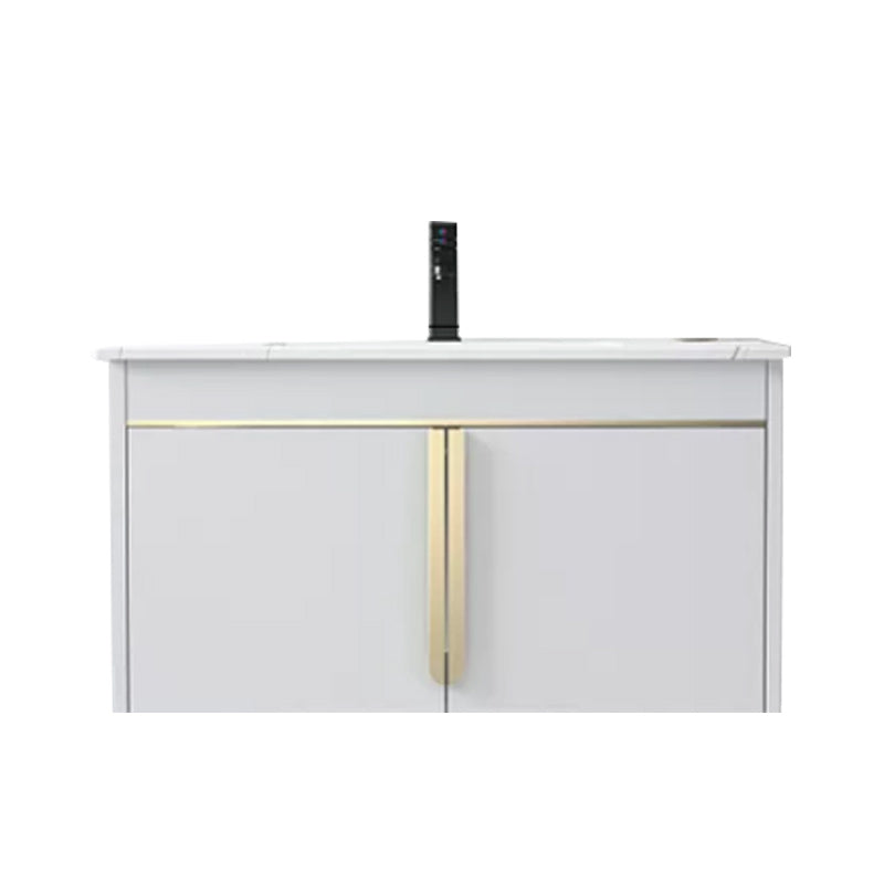 Modern Wall-Mounted Bathroom Sink Vanity Stainless Steel Vanity with Soft Close Door