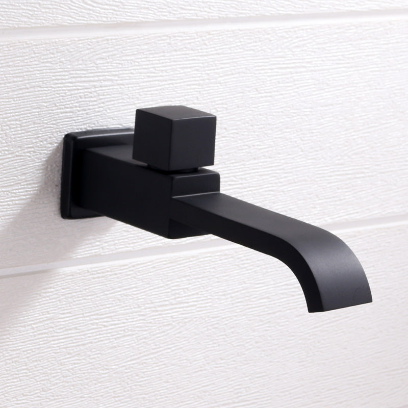 Contemporary Wall Mounted Bathroom Faucet Knob Handle Solid Brass Square Faucet