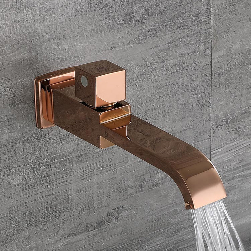 Contemporary Wall Mounted Bathroom Faucet Knob Handle Solid Brass Square Faucet