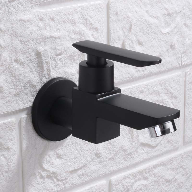 Contemporary Wall Mounted Bathroom Faucet Lever Handles Solid Brass Faucet