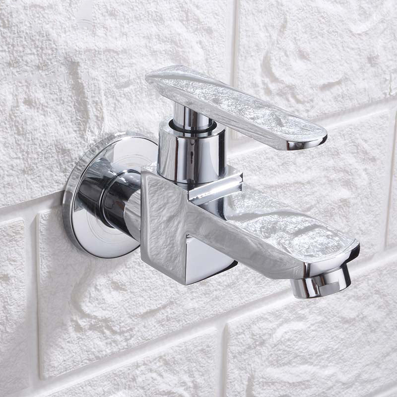 Contemporary Wall Mounted Bathroom Faucet Lever Handles Solid Brass Faucet