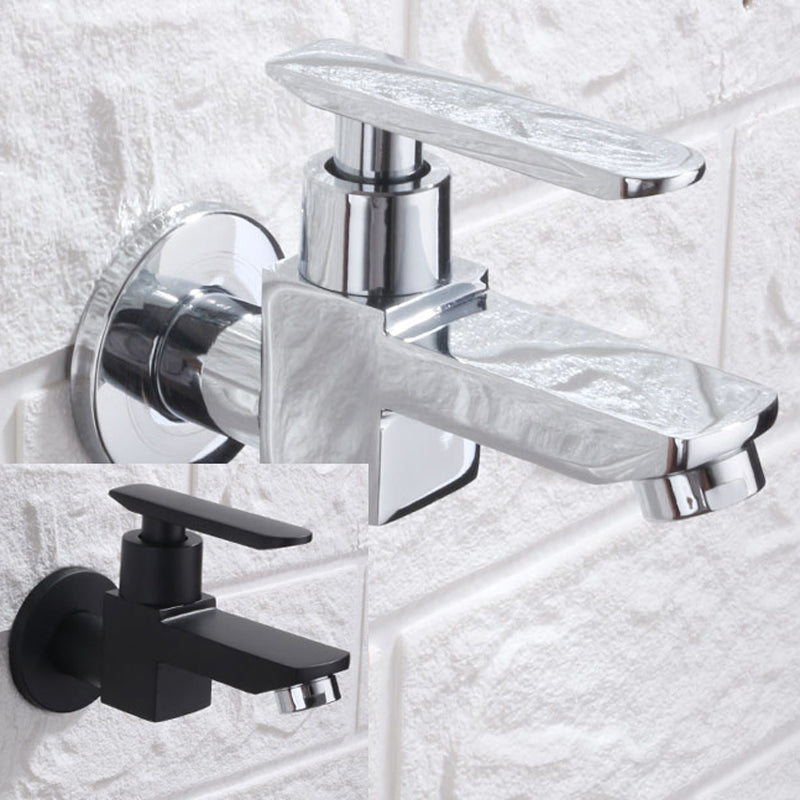 Contemporary Wall Mounted Bathroom Faucet Lever Handles Solid Brass Faucet