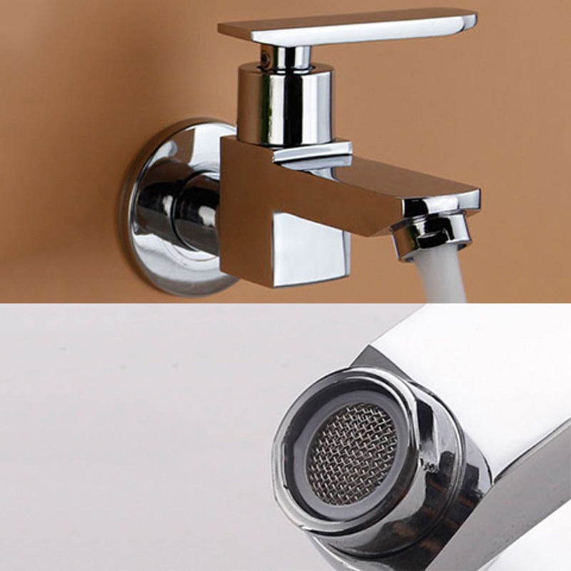 Contemporary Wall Mounted Bathroom Faucet Lever Handles Solid Brass Faucet