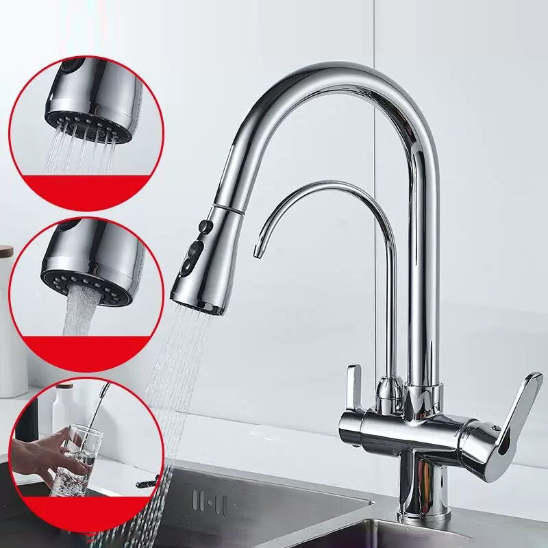 Modern 2-Handle Faucets Copper with Water Dispenser Standard Kitchen Faucets