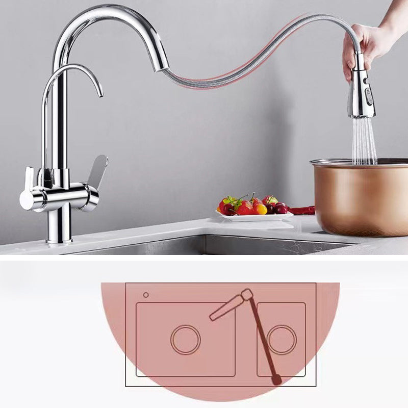 Modern 2-Handle Faucets Copper with Water Dispenser Standard Kitchen Faucets