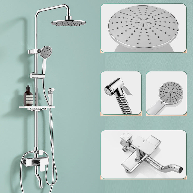 Modern Pressure Balanced Diverter Valve Shower Metal Shower Head Shower Faucet On Wall