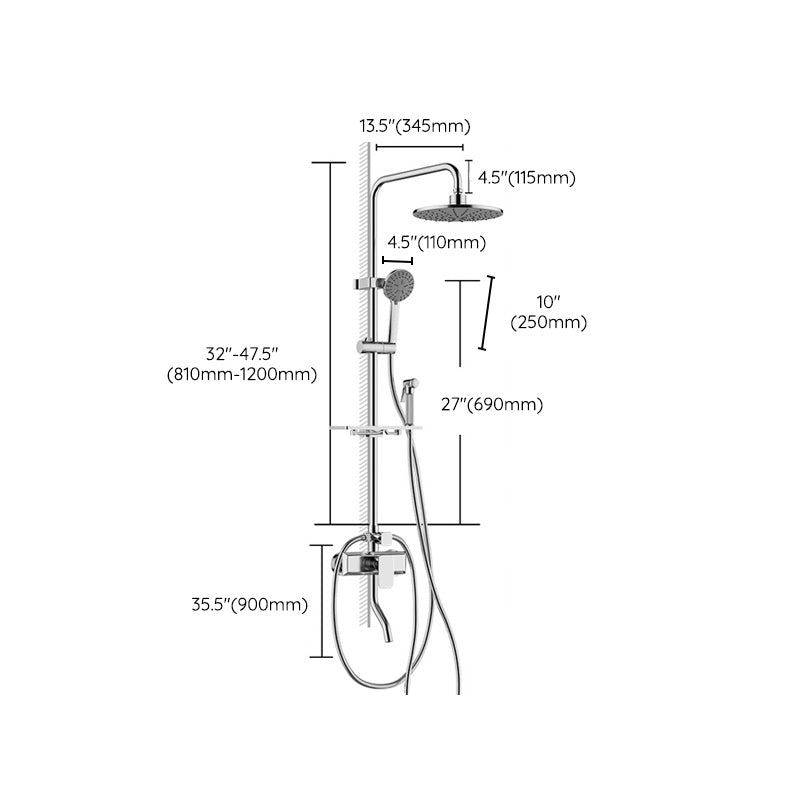 Modern Pressure Balanced Diverter Valve Shower Metal Shower Head Shower Faucet On Wall