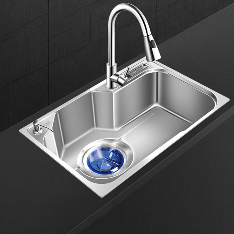 Contemporary Style Kitchen Sink Pure Color Stainless Steel 2 Holes Drop-In Kitchen Sink