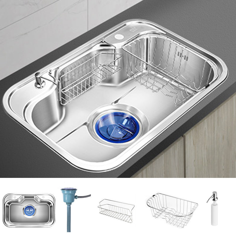 Contemporary Style Kitchen Sink Pure Color Stainless Steel 2 Holes Drop-In Kitchen Sink