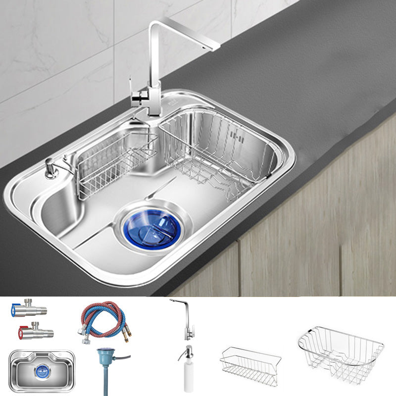 Contemporary Style Kitchen Sink Pure Color Stainless Steel 2 Holes Drop-In Kitchen Sink