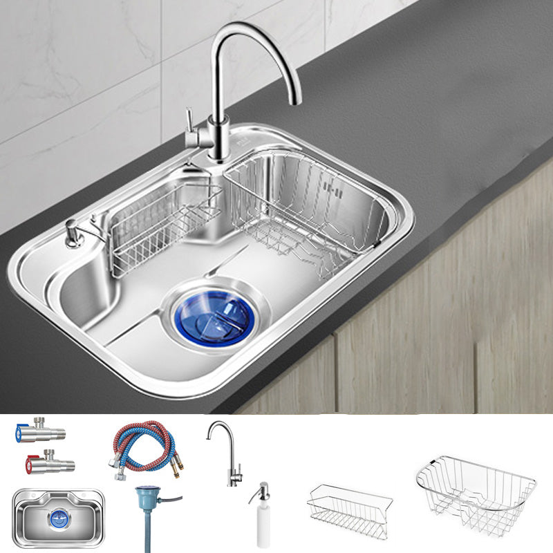 Contemporary Style Kitchen Sink Pure Color Stainless Steel 2 Holes Drop-In Kitchen Sink