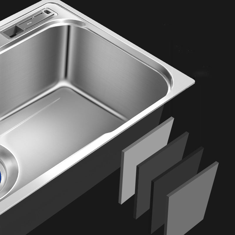 Contemporary Style Kitchen Sink Pure Color Stainless Steel 2 Holes Drop-In Kitchen Sink