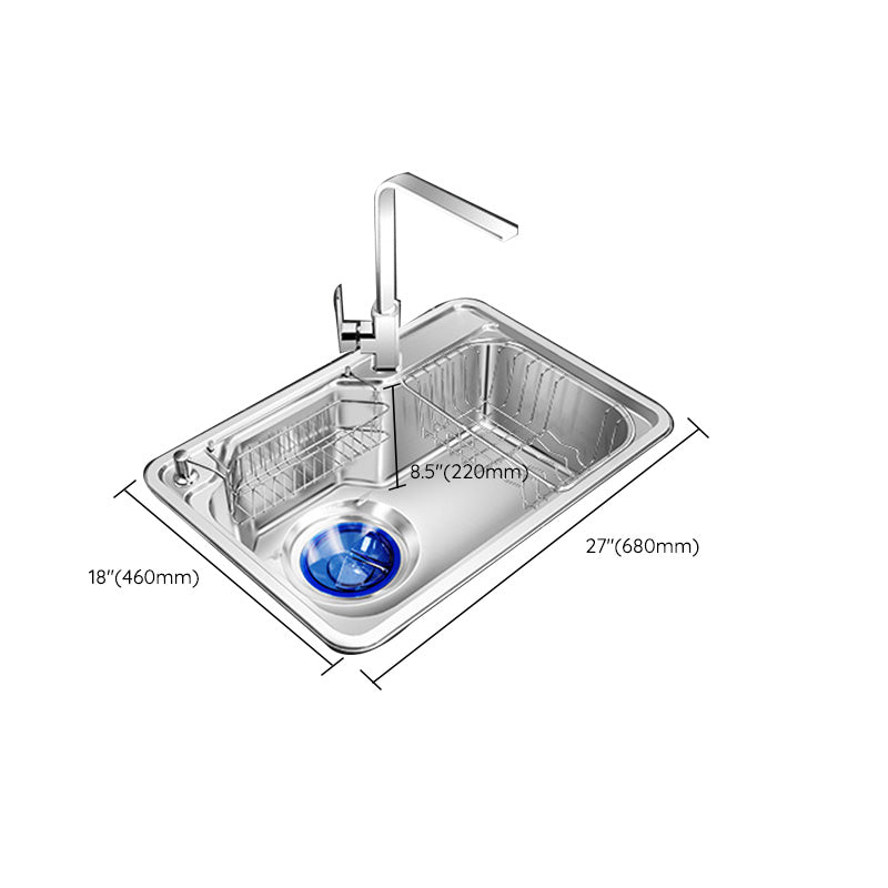 Contemporary Style Kitchen Sink Pure Color Stainless Steel 2 Holes Drop-In Kitchen Sink