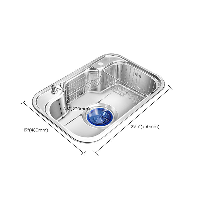 Contemporary Style Kitchen Sink Pure Color Stainless Steel 2 Holes Drop-In Kitchen Sink