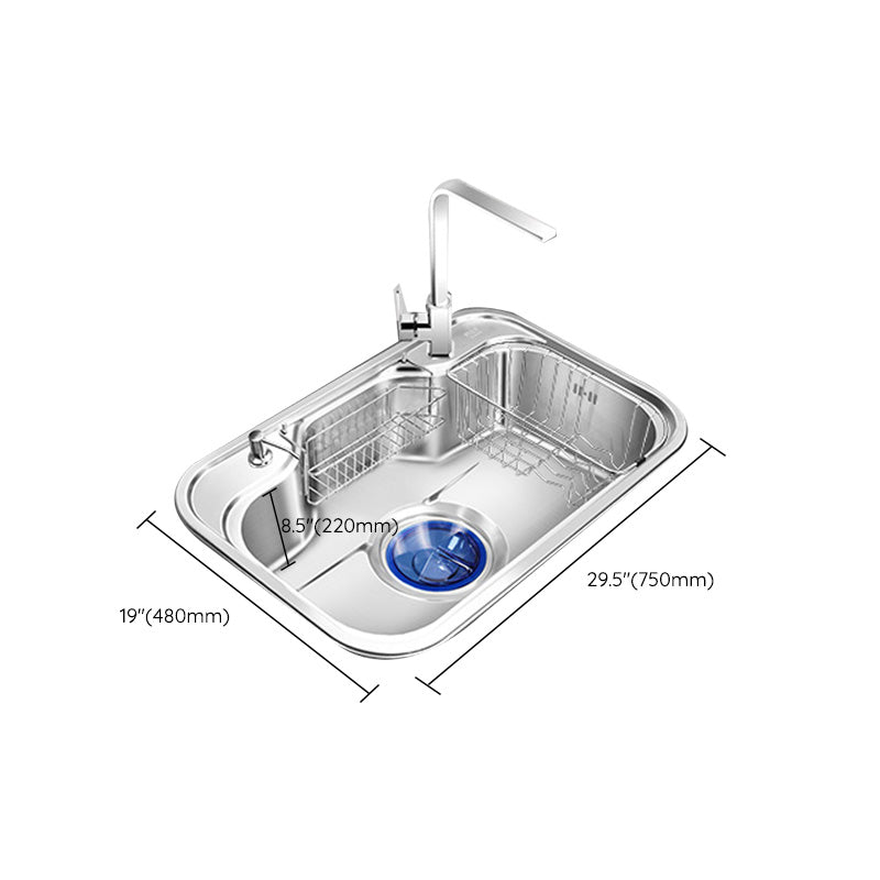 Contemporary Style Kitchen Sink Pure Color Stainless Steel 2 Holes Drop-In Kitchen Sink