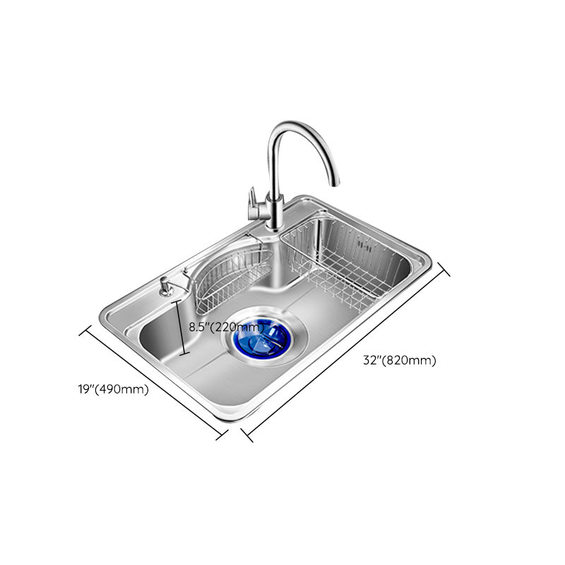 Contemporary Style Kitchen Sink Pure Color Stainless Steel 2 Holes Drop-In Kitchen Sink