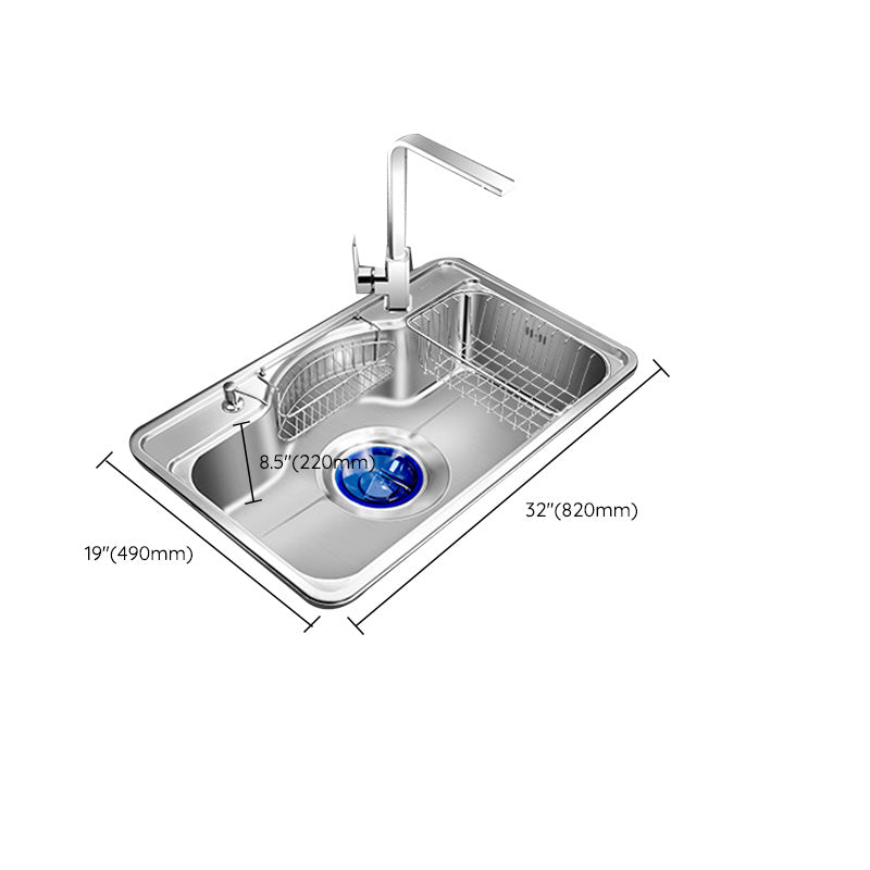 Contemporary Style Kitchen Sink Pure Color Stainless Steel 2 Holes Drop-In Kitchen Sink