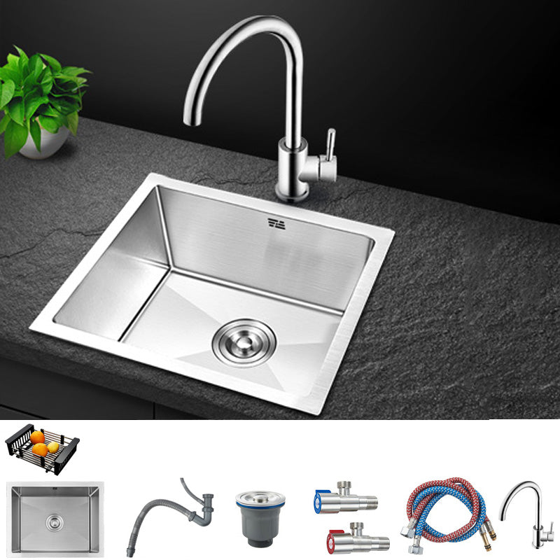 Contemporary Style Kitchen Sink Stainless Steel Rectangle Drop-In Kitchen Sink