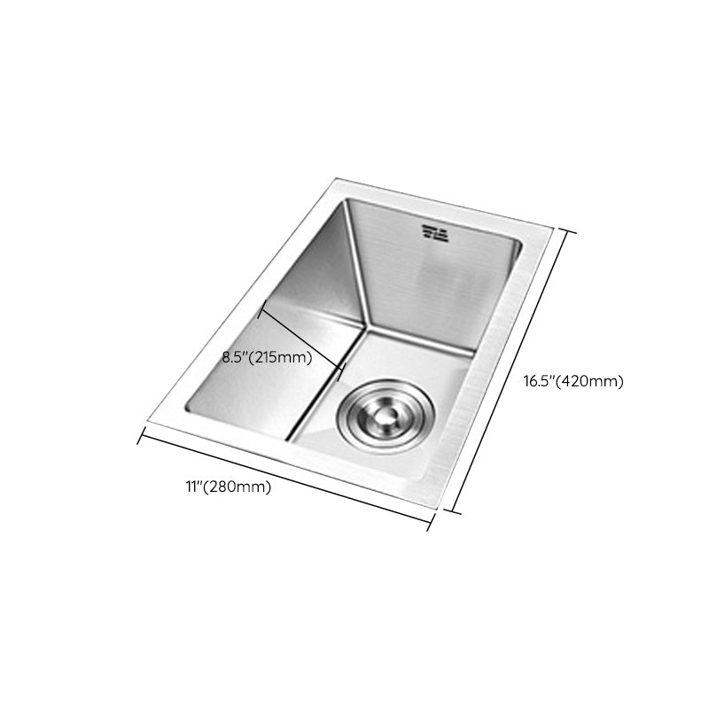 Contemporary Style Kitchen Sink Stainless Steel Rectangle Drop-In Kitchen Sink