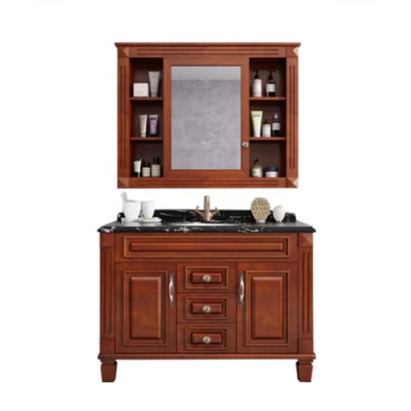 Traditional Wooden Sink Vanity Mirror Cabinet Vanity Cabinet with Storage Shelving