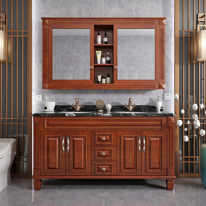 Traditional Wooden Sink Vanity Mirror Cabinet Vanity Cabinet with Storage Shelving