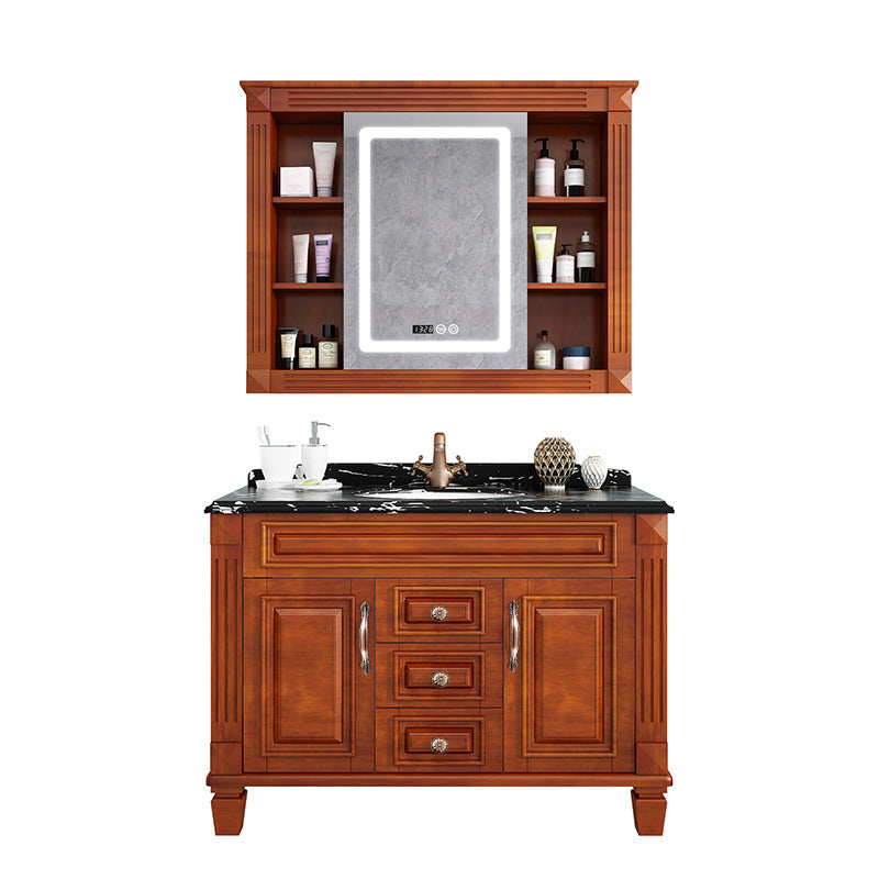 Traditional Wooden Sink Vanity Mirror Cabinet Vanity Cabinet with Storage Shelving