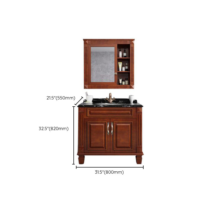 Traditional Wooden Sink Vanity Mirror Cabinet Vanity Cabinet with Storage Shelving