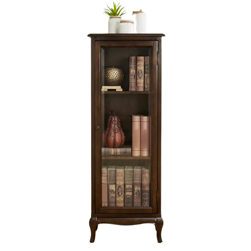 Modern Rubberwood Display Stand Glass Doors Hutch Buffet for Living Room