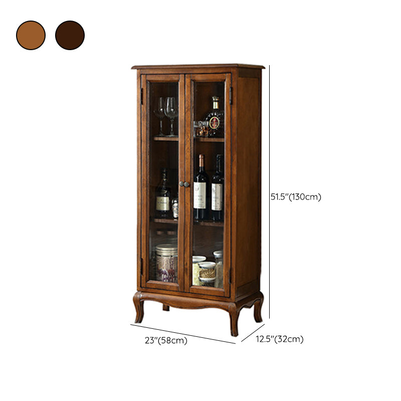 Modern Rubberwood Display Stand Glass Doors Hutch Buffet for Living Room