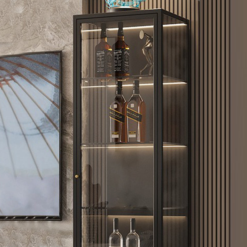 Modern Metal Standard Curio Cabinet Glass Doors Display Cabinet for Living Room