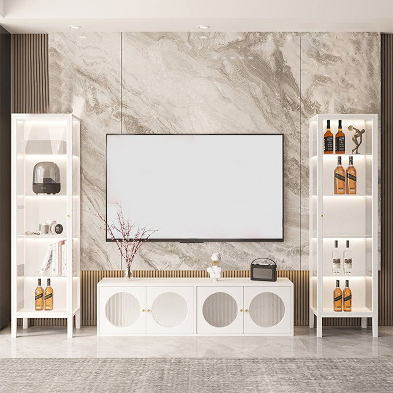 Modern Metal Standard Curio Cabinet Glass Doors Display Cabinet for Living Room