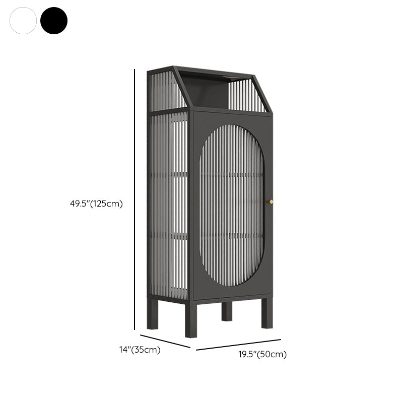 Modern Standard Curio Cabinet Metal Glass Doors Storage Cabinet for Living Room