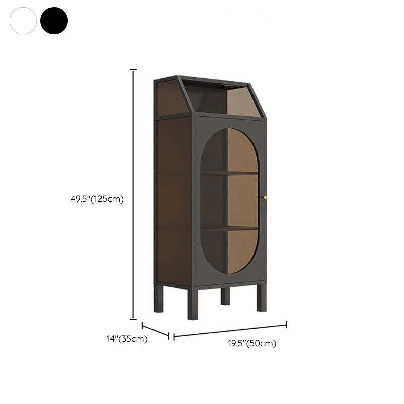 Modern Standard Curio Cabinet Metal Glass Doors Storage Cabinet for Living Room