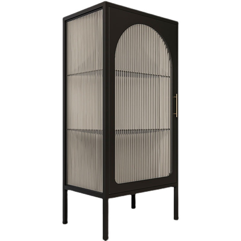 Modern Standard Curio Cabinet Metal Glass Doors Display Cabinet for Living Room