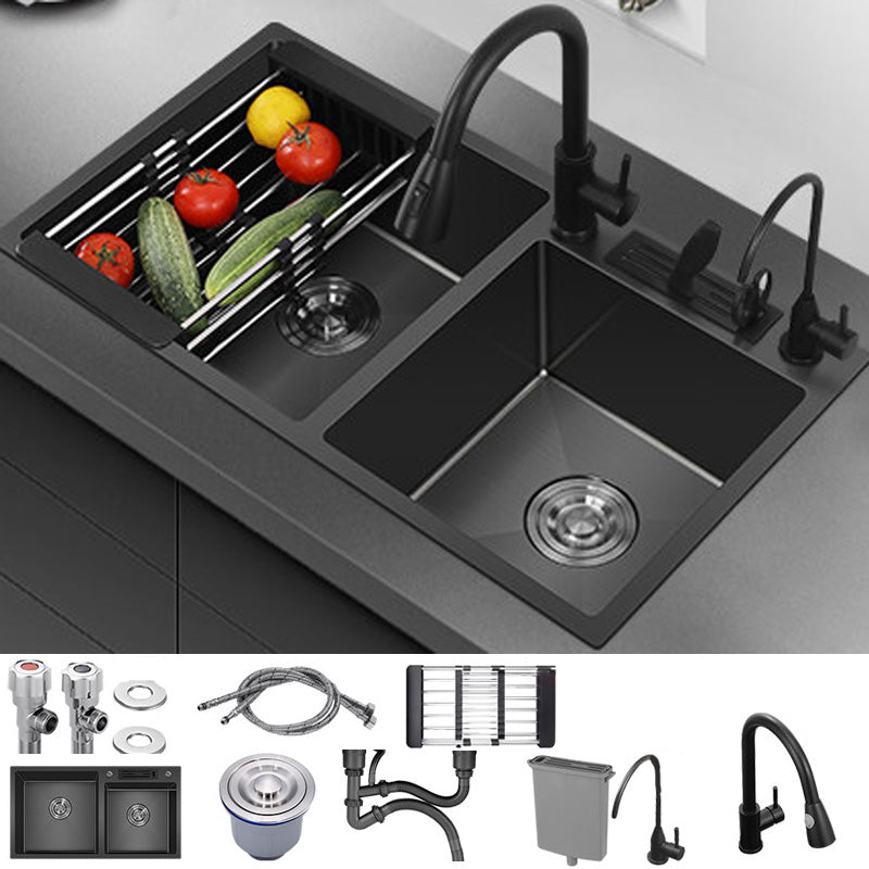 Modern Style Kitchen Sink Stainless Steel Dirt Resistant 2 Holes Drop-In Kitchen Sink