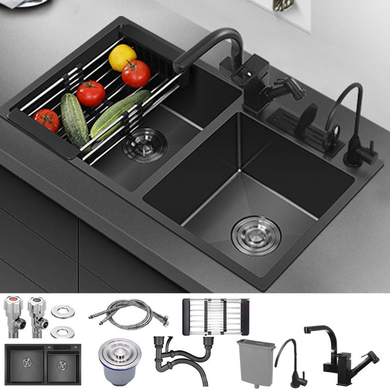 Modern Style Kitchen Sink Stainless Steel Dirt Resistant 2 Holes Drop-In Kitchen Sink