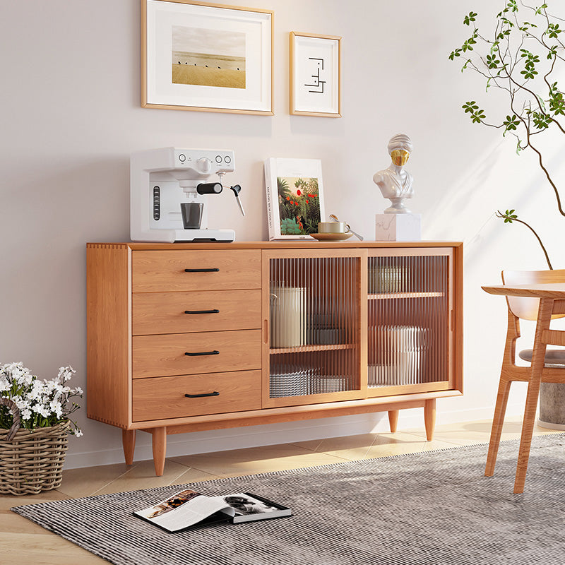 Modern Style Buffet Sideboard Solid Wood Sideboard with Cabinets and Drawers